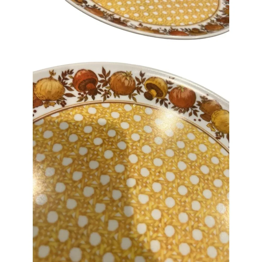 Vintage Lexington Melamine Plates Basket Weave Mushrooms‎ & Onions MCM Set of 3